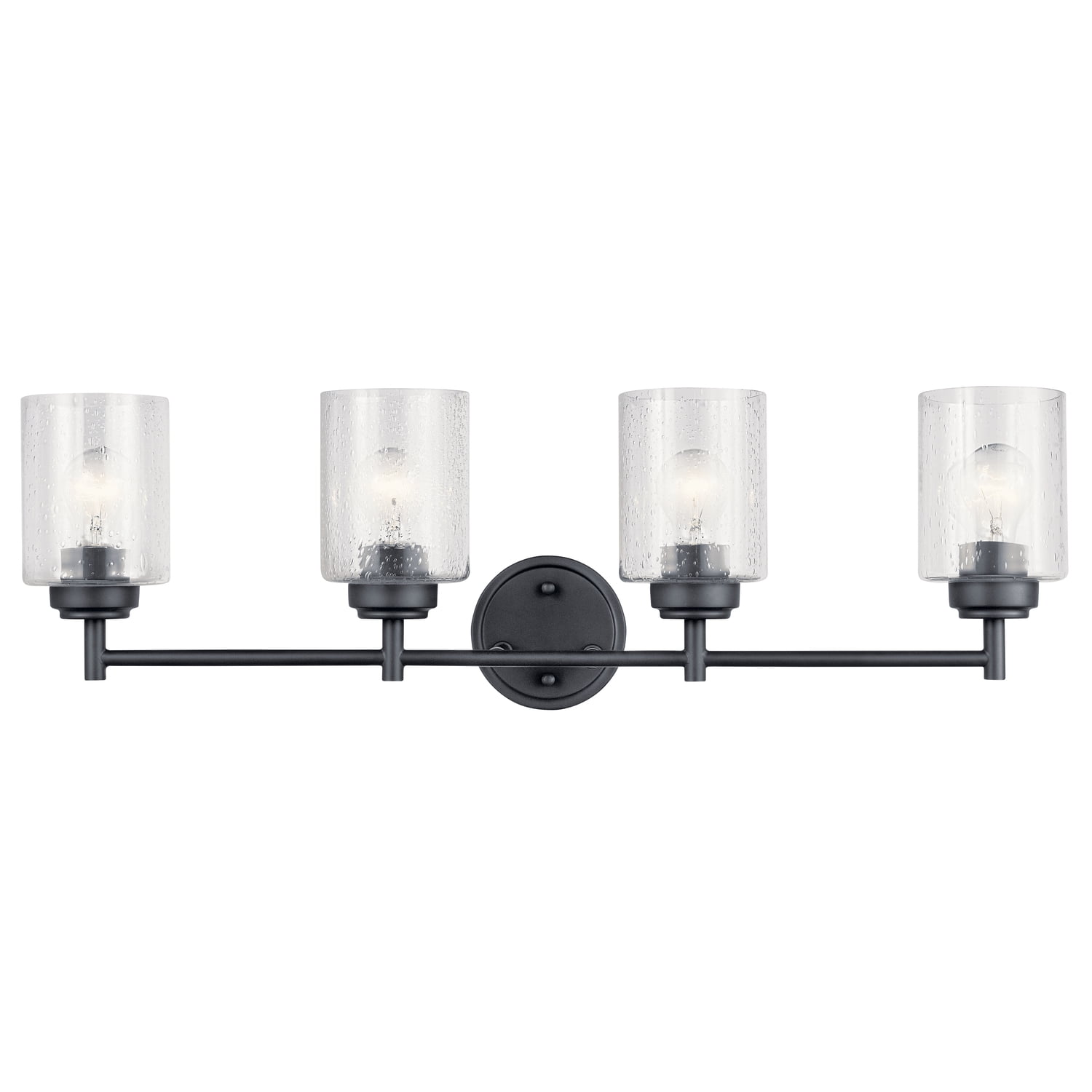 Winslow 30" Black Vanity Light with Seeded Glass Shades