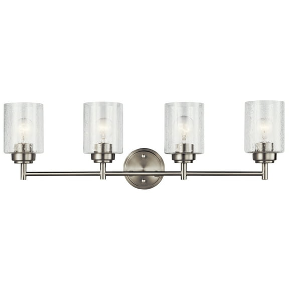 Kichler Winslow 30" 4 Light Brushed Nickel Vanity Light with Seeded Glass Shades