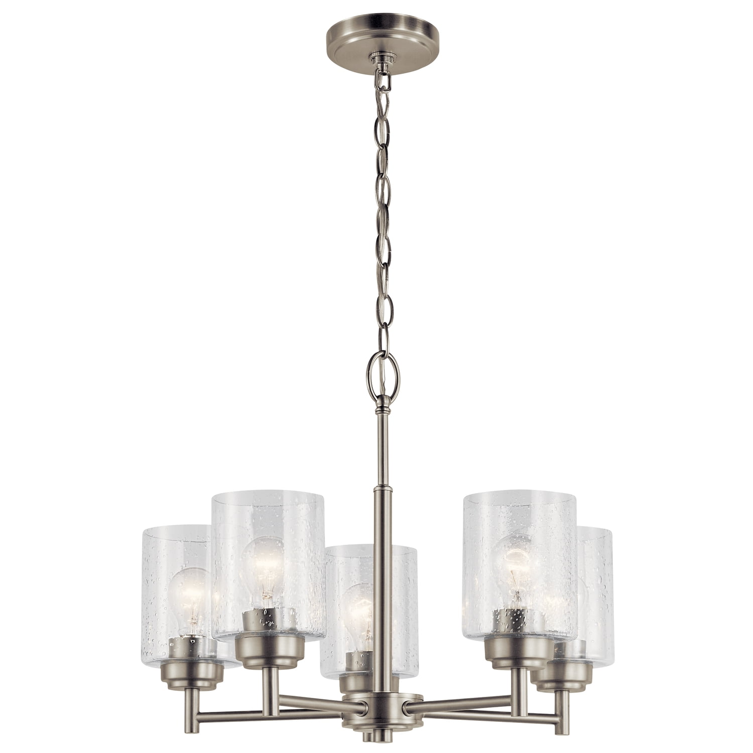 Winslow Brushed Nickel 5-Light Mini Chandelier with Clear Glass