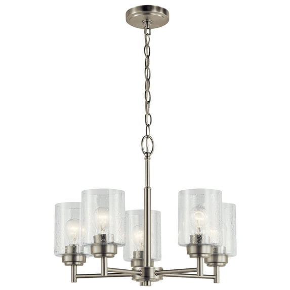Kichler Winslow 5 Light Brushed Nickel Contemporary Chandelier with Clear Seeded Glass