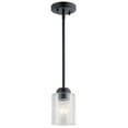 thumbnail image 1 of Kichler Winslow Contemporary 1 Light Black Mini Pendant Light with Clear Seeded Glass, 1 of 11