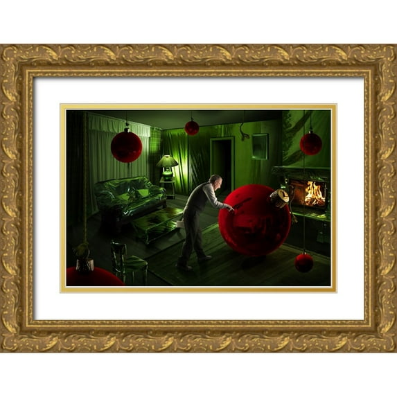Kiciak, Christophe 14x11 Gold Ornate Wood Framed with Double Matting Museum Art Print Titled - Christmas Madness
