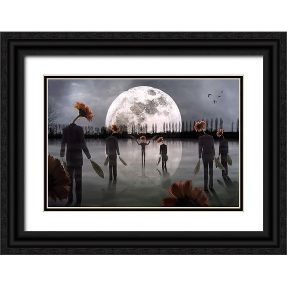 Kiciak, Christophe 24x17 Black Ornate Wood Framed with Double Matting Museum Art Print Titled - The Mysterious Cult