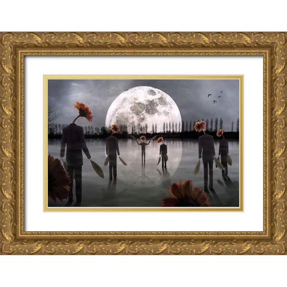 Kiciak, Christophe 24x17 Gold Ornate Wood Framed with Double Matting Museum Art Print Titled - The Mysterious Cult