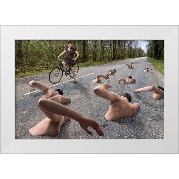 Kiciak, Christophe 24x17 White Modern Wood Framed Museum Art Print Titled - Close Encounter Of The Swimming Kind