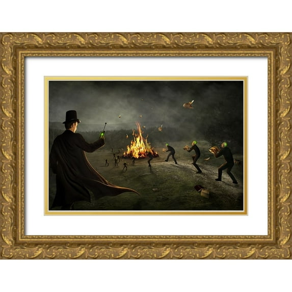 Kiciak, Christophe 32x23 Gold Ornate Wood Framed with Double Matting Museum Art Print Titled - Thought Control