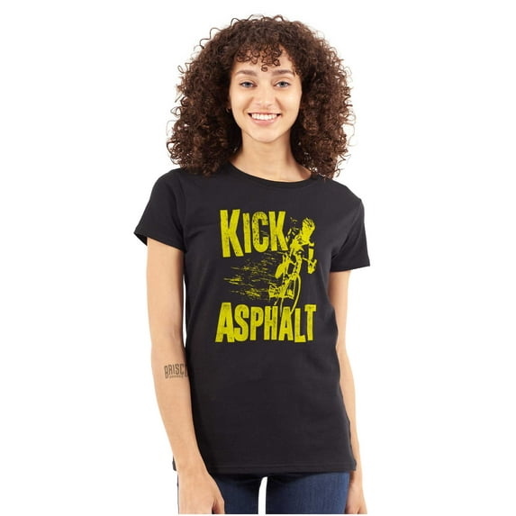 Kick Asphalt Racing Tour Cyclist Womens Fitted Plus Size Graphic Tee Brisco Brands 2X