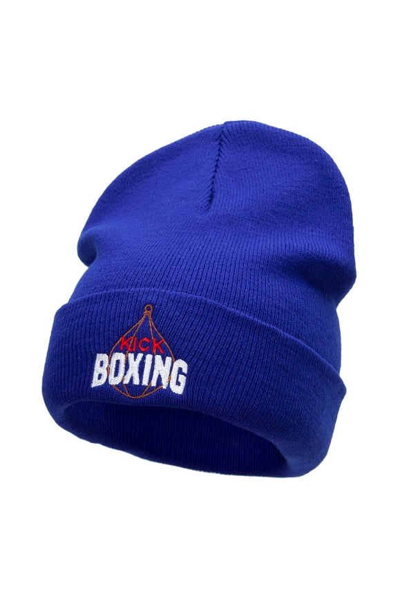Kick Boxing Embroidered 12 Inch Long Knitted Beanie - Royal OSFM