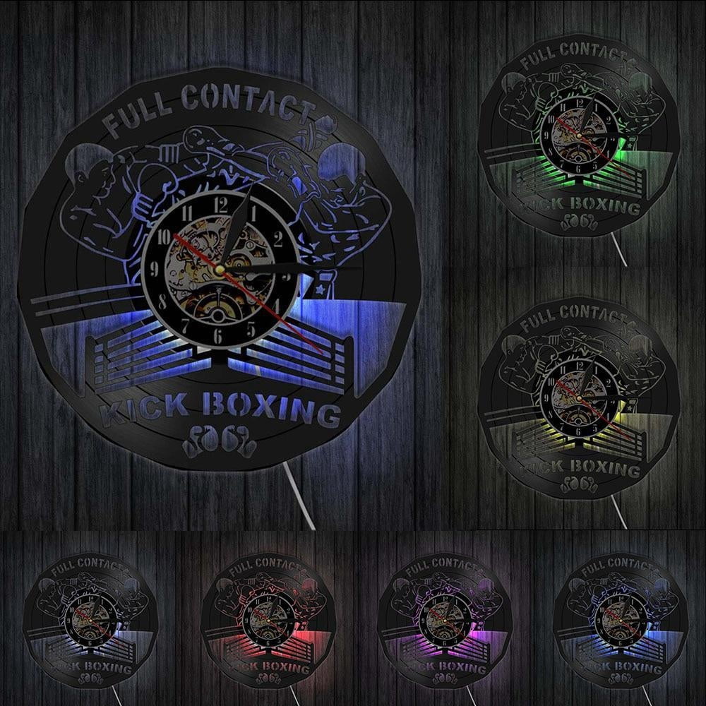 Kick Boxing Gym Decor Clock Boxing Gloves Punching Bag Infighters Vinyl ...