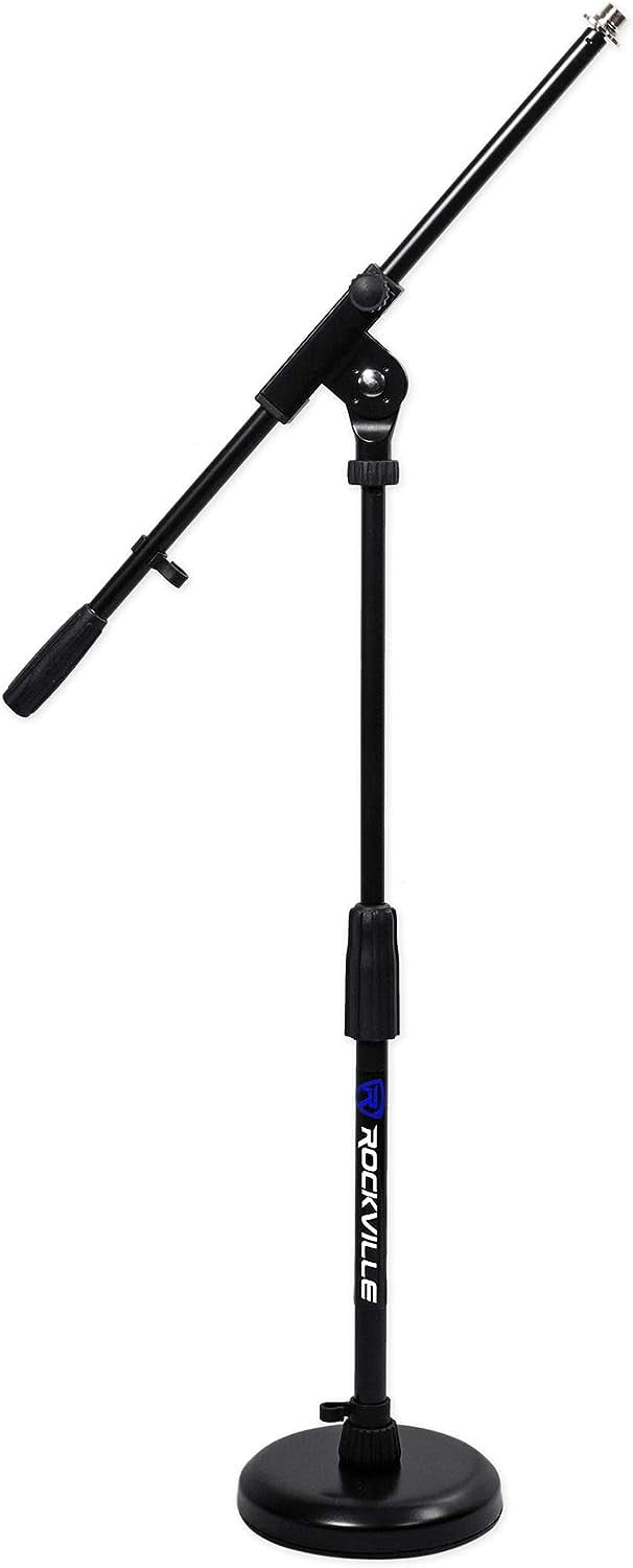 Kick Drum/Guitar Mic Stand, Steel Round Base Fixed Boom Rubber Pad