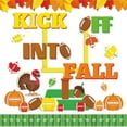 thumbnail image 1 of Kick Off into Fall Bulletin Board Set with Thanksgiving Football Classroom Decorations Autumn Maple Leaves Paper Cutouts for School Classroom Chalkboard Wall Door Decor Party Supplies, 1 of 7