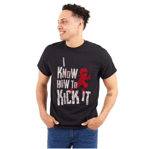 Kick It Ninja Pun Chill Nerd Geek Men's Graphic T Shirt Tees Brisco Brands L
