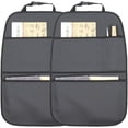 thumbnail image 1 of Kick Mat Back Seat Protector Waterproof Leather Car Seat Back Organizers Cover with 3 Storage Pockets for Kids Pets SUV Sedan Minivan Truck Car Travel Accessories (Black 2-Pack), 1 of 12