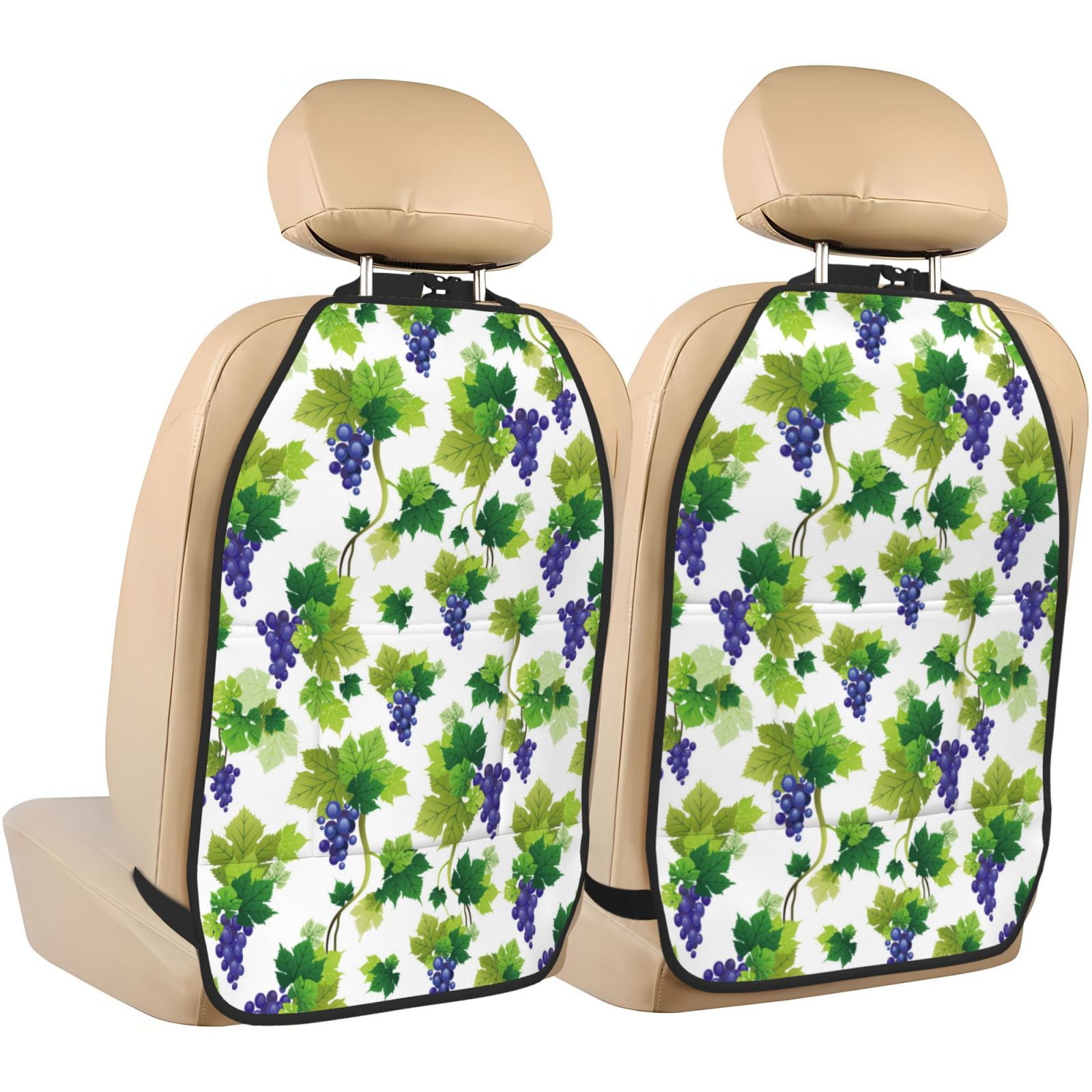 Kick Mats with Backseat Car Organizer 2 Pack Cute Grape Sea Green