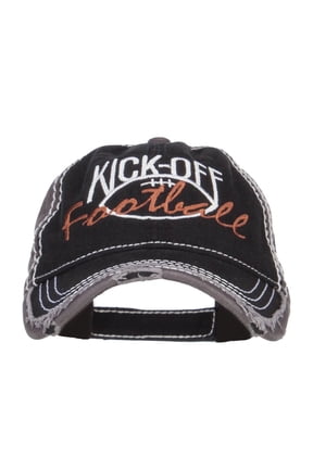 Kick Off Football Embroidered Frayed Bill Cap - Black Charcoal OSFM