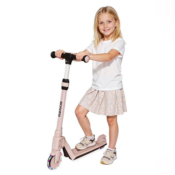 Kick Scooter for Kids, Lightweight Compact Scooter with Adjustable Handlebar, Light-Up PU Wheels, ABEC-7 Bearings, Wide Anti-Slip Deck, for Ages 3+, Pink
