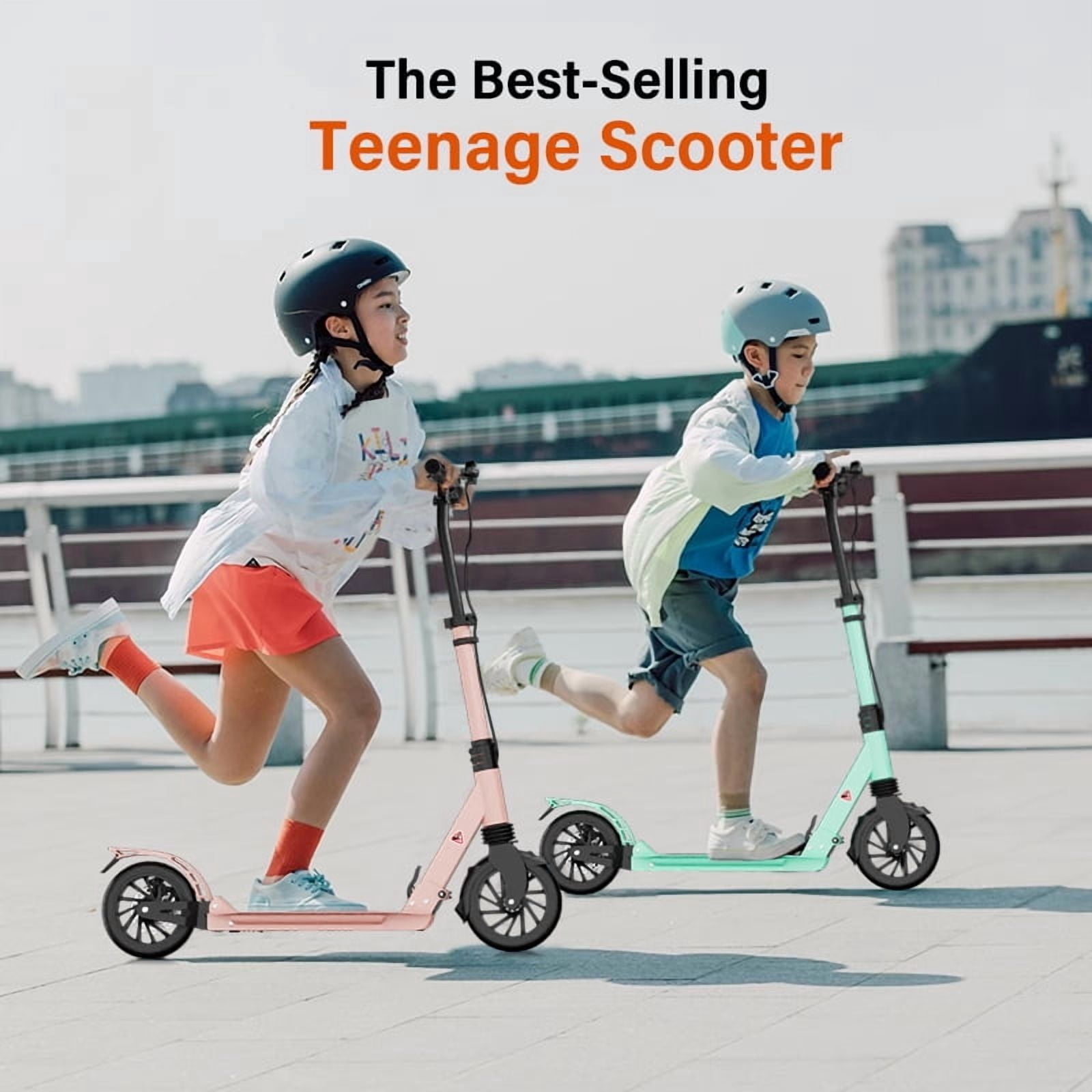 Kick Scooter for Ages 6+,Kid, Teens & Adults. Max Load 220 LBS. Foldable, Lightweight, 8Inch Big Wheels, 4 Adjustable Levels, Disc Brake