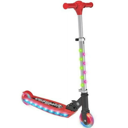 Kick Scooter for Kids, LED Light-up Scooter, Adjustable Handlebar,Includes Lights on Stem & Wheels, Ages 4-10