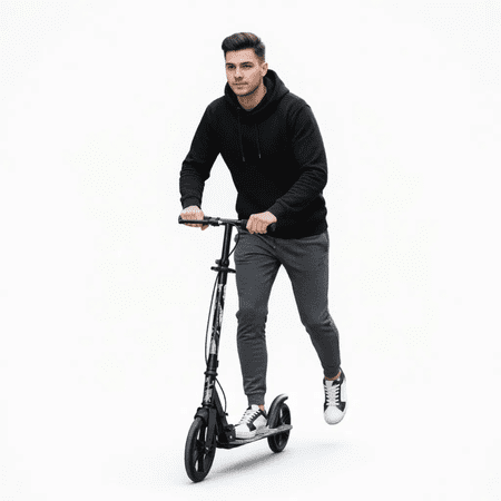 Kick Scooter for Adults – Foldable Design with 9-Inch Big Wheels, Adjustable 3-Level Handlebar, Max Load 220 lbs, Black