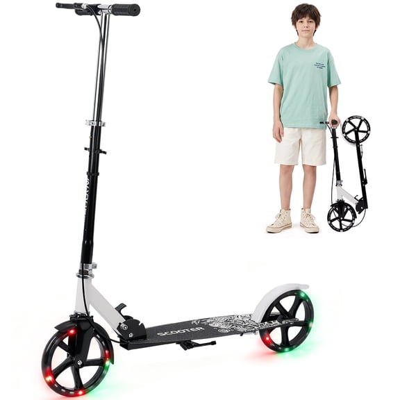 Kick Scooters for All Ages, Lightweight, Foldable, 8-Inch Big Wheels, Dual Brake, 4 Adjustable Height Levels, 330 lbs Max Load, Perfect for School, Campus, Work and Park Rides
