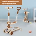 thumbnail image 1 of Kick Scooters for Kids With Adjustable Handle & Folding Seat,3-In-1 Toddler Scooter with 2 Light Up Wheels Outdoor Activities for Boys/Girls,Brown, 1 of 9