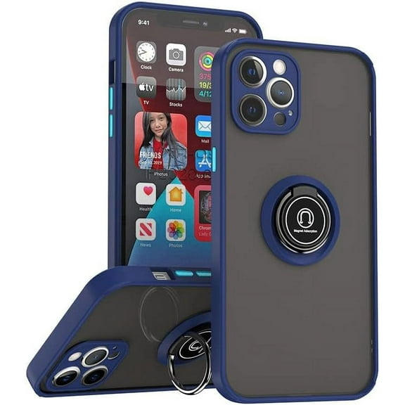 Kick Stand Case for iPhone 11 Pro Max Heavy Duty with Magnetic Ring Case {Shock Proof-Built in Kickstand - Dual Layer Rubber- iPhone 11 Pro Max} Color Navy - By Entronix