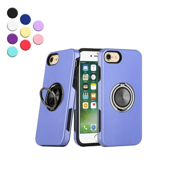 Entronix Heavy Duty Ring Case Designed for iPhone 8, Shockproof Slim Fit Kickstand, Purple