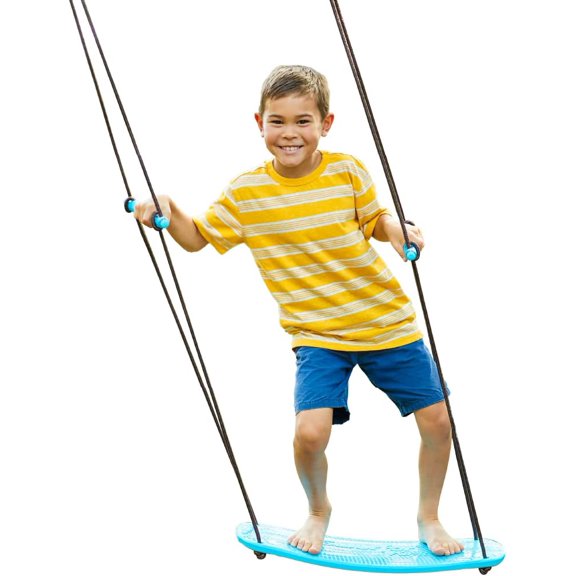 Kick Stand Up Surfing Tree Swing Outdoor Swings for Kids Up to 200 Lbs - Hang from Up to 10 Feet High - Includes 24" SwingBoard, UV Resistant Rope, & Handles