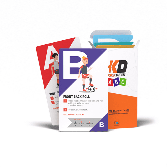 KickDeck ABC Youth Soccer Training Program by UVU Training | Soccer Fundamentals, 26 at-Home, Self Training Cards, Improve Basic Soccer Skills, Ages 4+