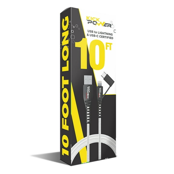 KickPower 2 in 1 Multi Cable USB to (USB-C and Lightning)