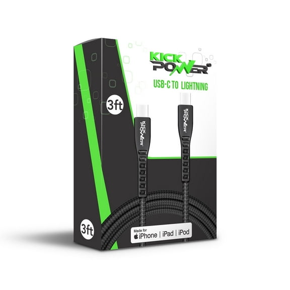 KickPower Premium USB-C to Lightning Cable MFi Certified (3ft length)