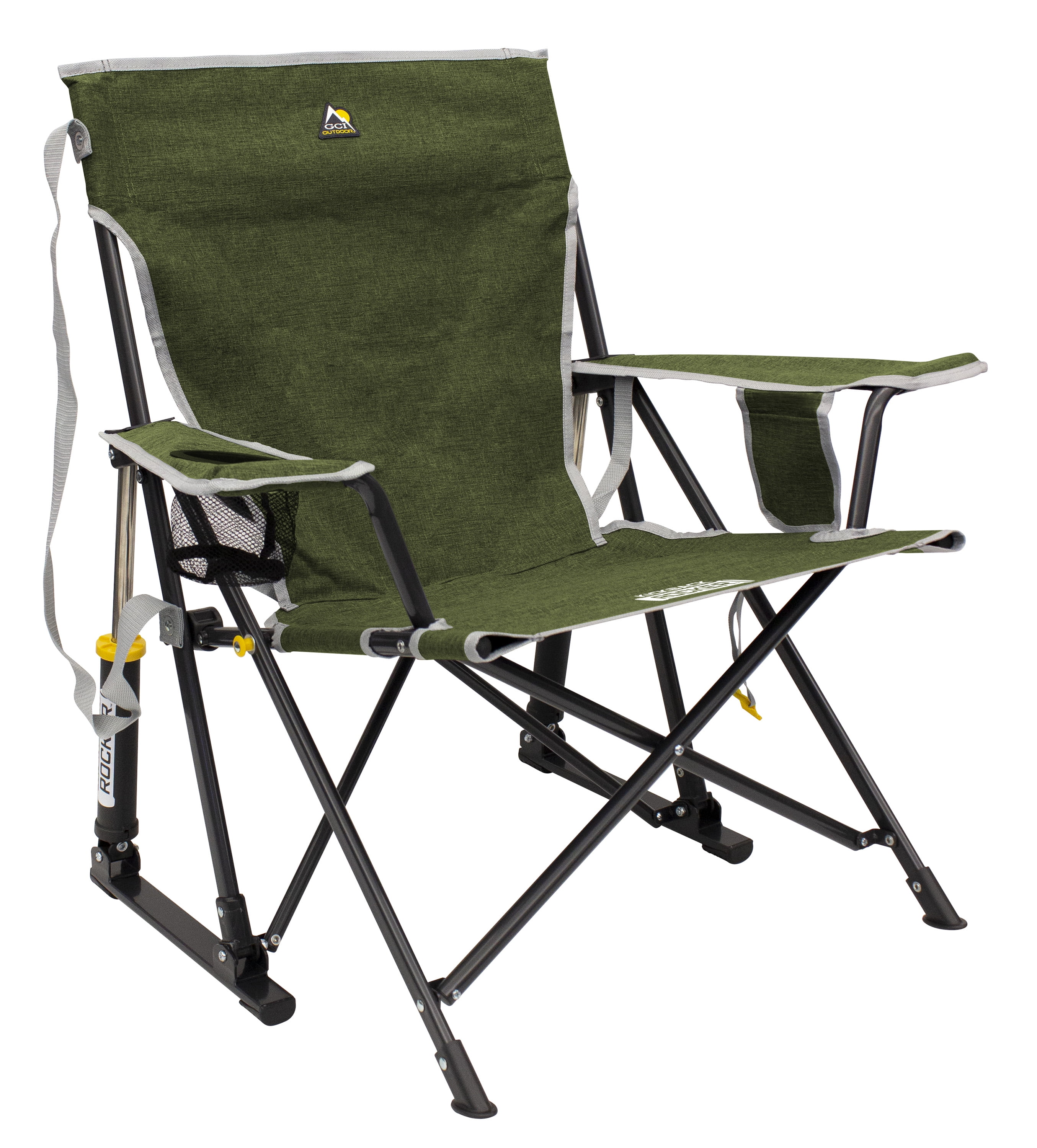 GCI Outdoor Kickback Rocker Foldable Rocking Camp Chair, Heathered Loden