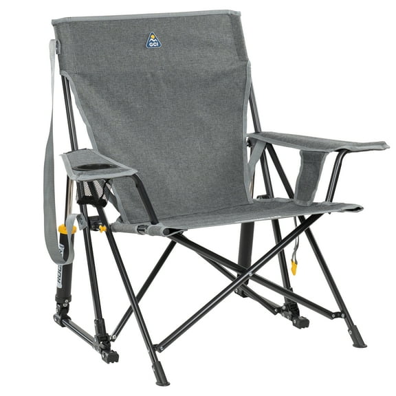 GCI Outdoor Kickback Rocker Foldable Rocking Camp Chair, Heathered Pewter