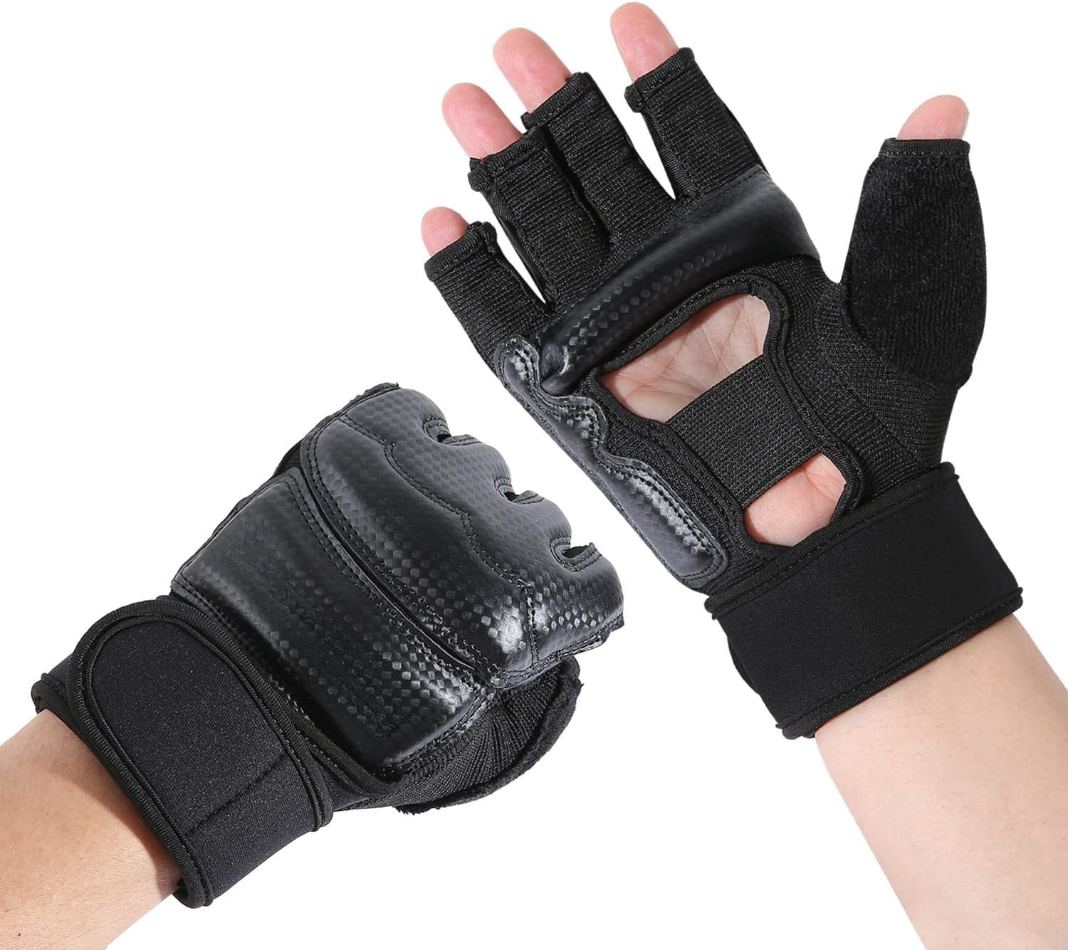 Kickboxing Sparring Gloves TKD Gloves for Men Women Half Finger Boxing Gloves Fighting Gloves Boxing Gloves for Punching Bag  Gloves for Men Women Black