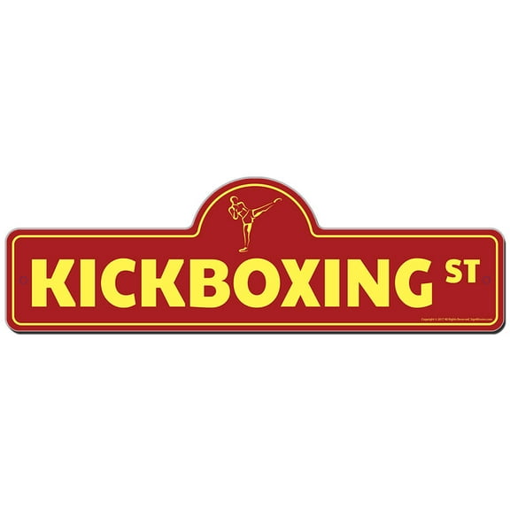 Kickboxing Street Sign | Indoor/Outdoor | Funny Home Décor for Garages, Living Rooms, Bedroom, Offices | SignMission personalized gift