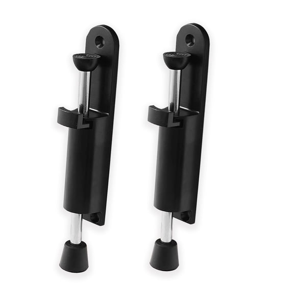 Kickdown Door Stop 2-Pack Easy Step Door Stopper Spring Loaded Telescopic Step On/Off Door Stopper Rubber Adjustable Heavy Duty Door Locks Holder Stop/Release by Foot (Black)