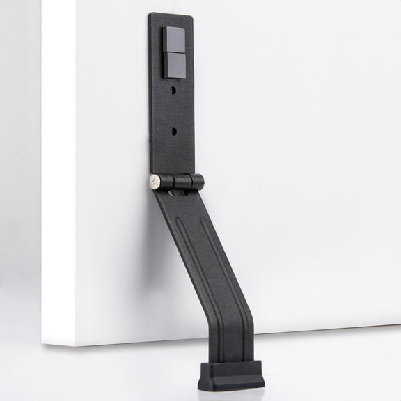 Kickdown Door Stopper for Bottom of Door, Heavy Duty Metal Door Stop with Rubber Tip, Floor Door Opener Stopper, Hold Open Folding Door Stop, Single Flip Down Door Stopper, Black