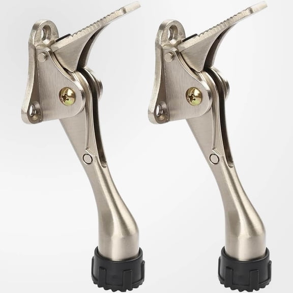 Kickdown Door Stopper - One Touch Adjustable Height Door Stop for The Bottom of Door Aluminum Alloy Metal Door Stopper with Rubber Tip Sliver