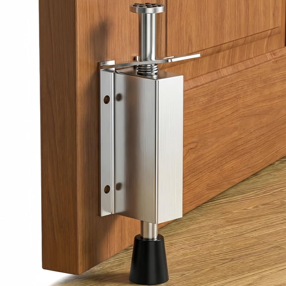 Kickdown Door Stopper, Stainless Steel Foot-Operated Door Stop for Bottom of Door, Adjustable Spring Locking Hands-Free No Bending, Used for Wind Protection & Door Positioning，1 Packs