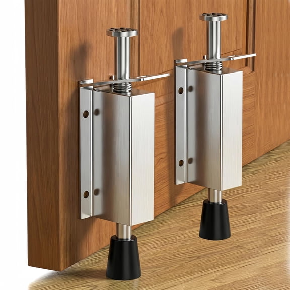 Kickdown Door Stopper, Stainless Steel Foot-Operated Door Stop for Bottom of Door, Adjustable Spring Locking Hands-Free No Bending, Used for Wind Protection & Door Positioning，1 Packs