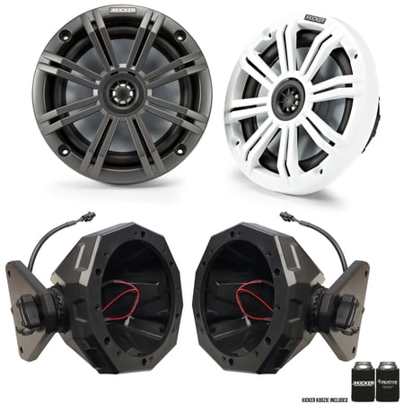 Kicker 1-Pair 45KM654 6.5" Marine Speakers & SSV JJL-65U Compatible with Jeep 17-up 4-door JL 6.5" Cage Pods