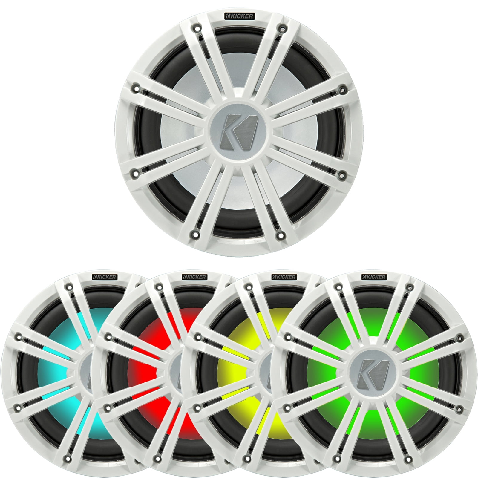Kicker 45KMG10W 10-inch Marine Subwoofer With Multi-Color LED Light Grill - White