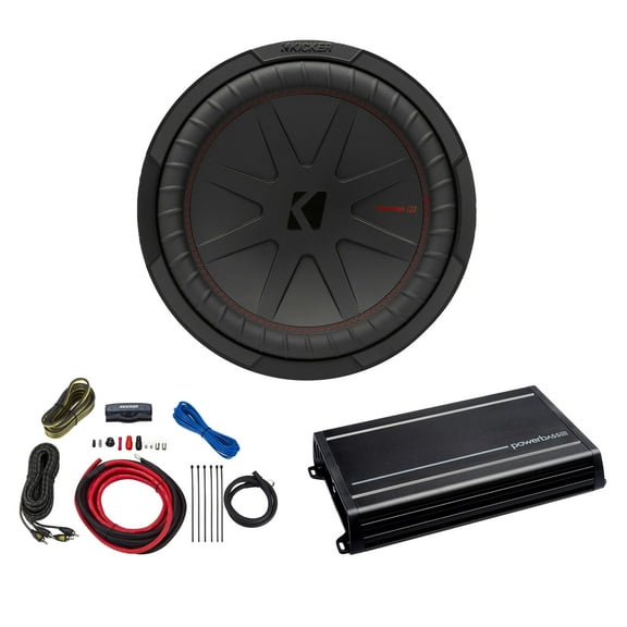 Kicker 12" Comp R Woofer 48CWR122 Package with ACS-1000D Amp & Wire Kit