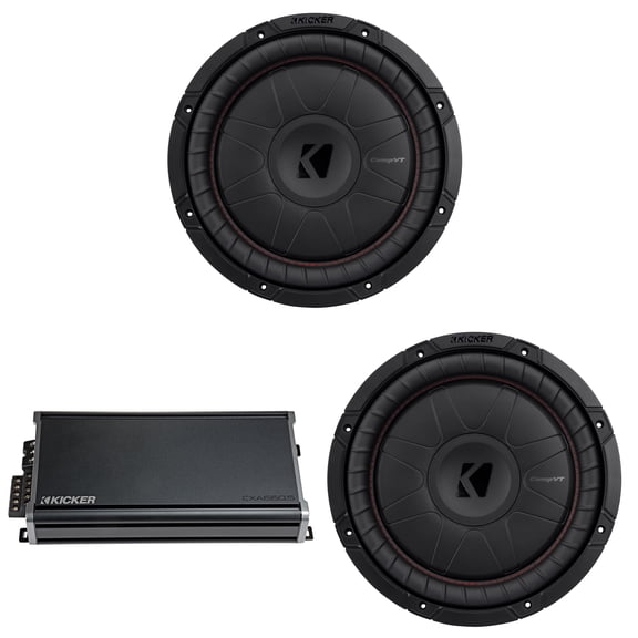 Kicker 12 Inch CVT Thin Woofer Includes Two 52CVT124 Package with 46CXA6605 Amplifier