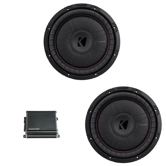 Kicker 12 Inch CVT Thin Woofer Includes Two 52CVT124 Package with 46CXA8001 Amplifier