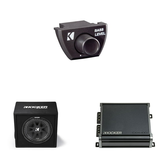 Kicker 12" Ported Comp Subwoofer Enclosure and Amp Bundle Includes Bass Knob ( 43VC124, 46CXA4001 )