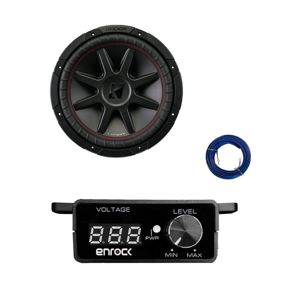 Kicker 15" 1000 Watt 2-Ohm DVC Car Audio Subwoofer, Bass Knob with Digital Voltmeter with Wire