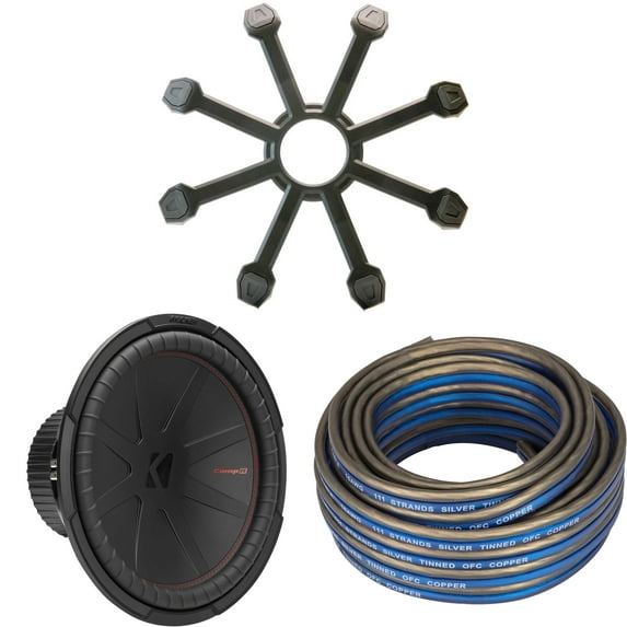 Kicker 15 Inch Comp R Woofer 48CWR152 w/ Grills & Speaker Wire Package