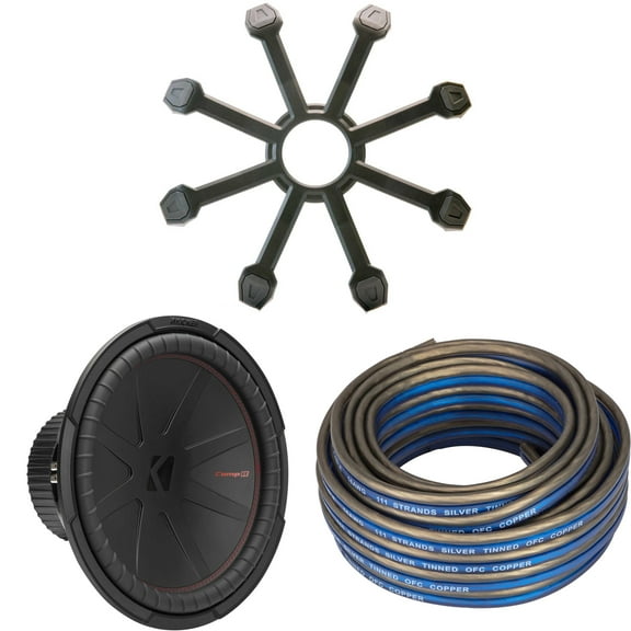 Kicker 15 Inch Comp R Woofer 48CWR152 w/ Grills & Speaker Wire Package