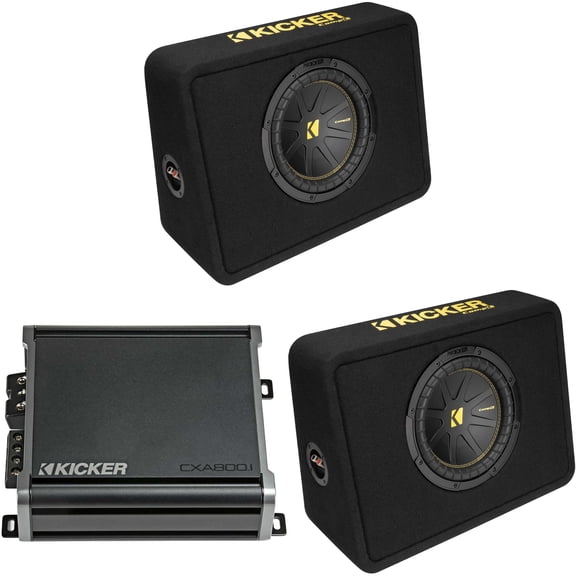 Kicker (2) 10 Inch Comp Truck Bass Package 50TCWC104 with 46CXA8001 Bundle